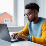 번역사 자격증 시험장에서의 팁 - **Prompt:** A diverse young adult translator, wearing a comfortable yet stylish outfit (e.g., a well...