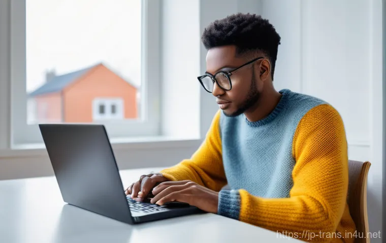 번역사 자격증 시험장에서의 팁 - **Prompt:** A diverse young adult translator, wearing a comfortable yet stylish outfit (e.g., a well...